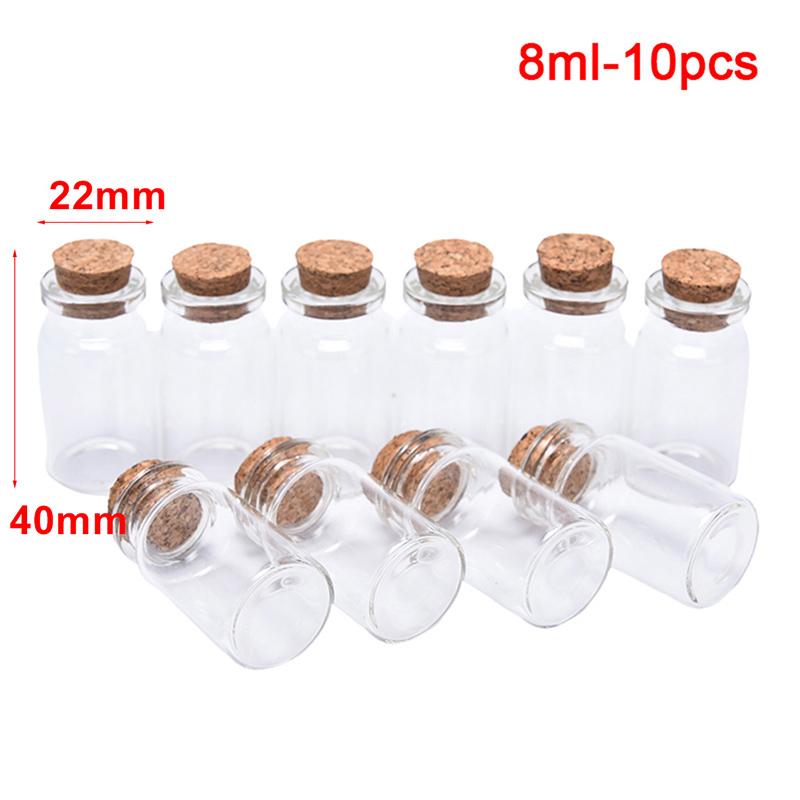 10pcs Mini Clear Glass Bottles with Cork Spice Message Vials Empty Wish Bottle DIY Drifting Empty Tiny Jars Party Decorations