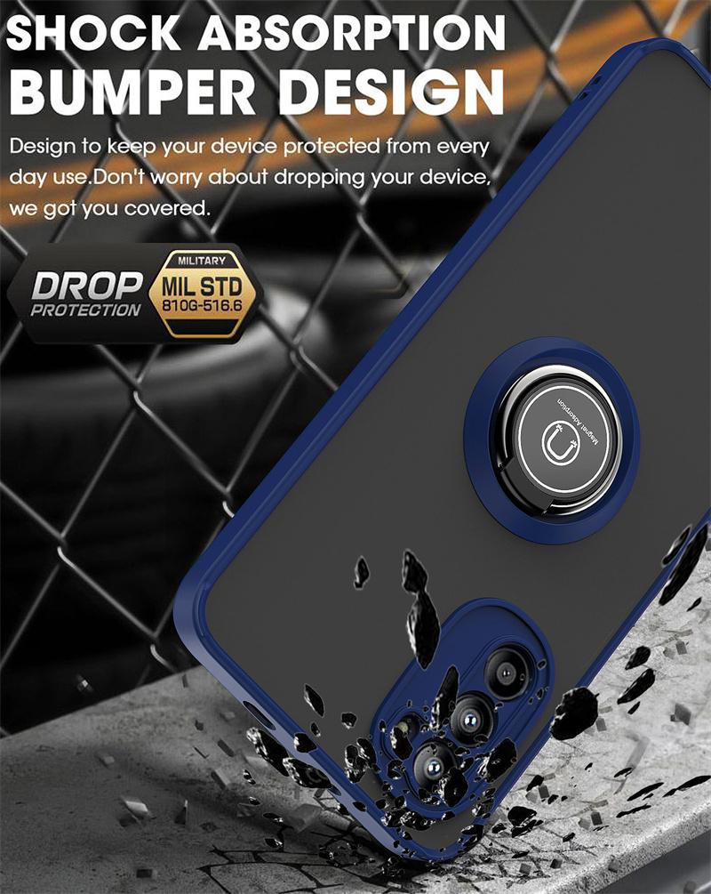 For Motorola Moto G52 Case Matte Armor Magnetic Ring Stand Phone Cases For Moto G52 G 52 MotoG52 Shockproof Hard PC Back Cover