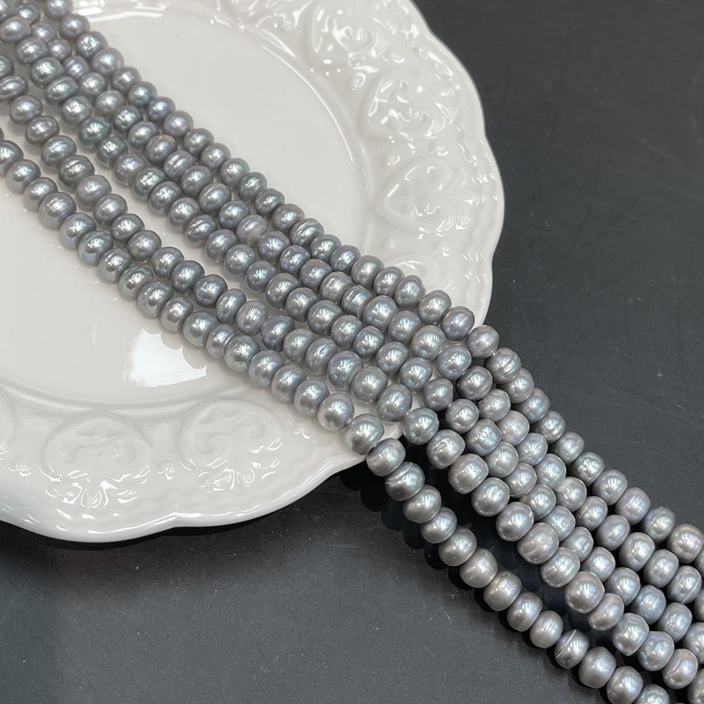 1 String Natural Freshwater Grey Abacus Pearl Beads 7-8mm, 36cm Strand, DIY Jewelry Beads for Handmade Necklace Bracelet Making