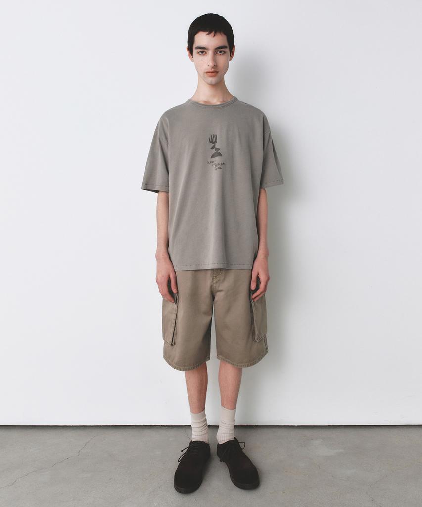 INSILENCE Faded Graphic T-Shirt Beige