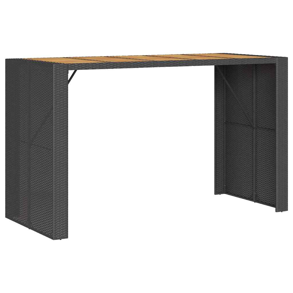 5 Piece Garden Bar Set Without Cushions Black PE Rattan Acacia