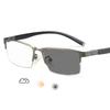 Business Half Frame Myopia Glasses Photochromic Eyewear Diopter 0 To -6.0 Trend Women Men Near Sight Eyeglasses