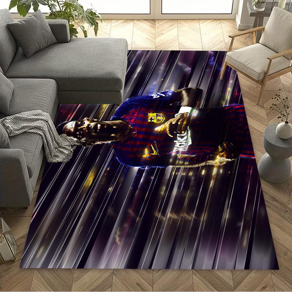 Argentina Football Player Pose Floor Mat Design for Foyer Study Room Hallway Playrooms Anti-slip Rug Anime Office Decor