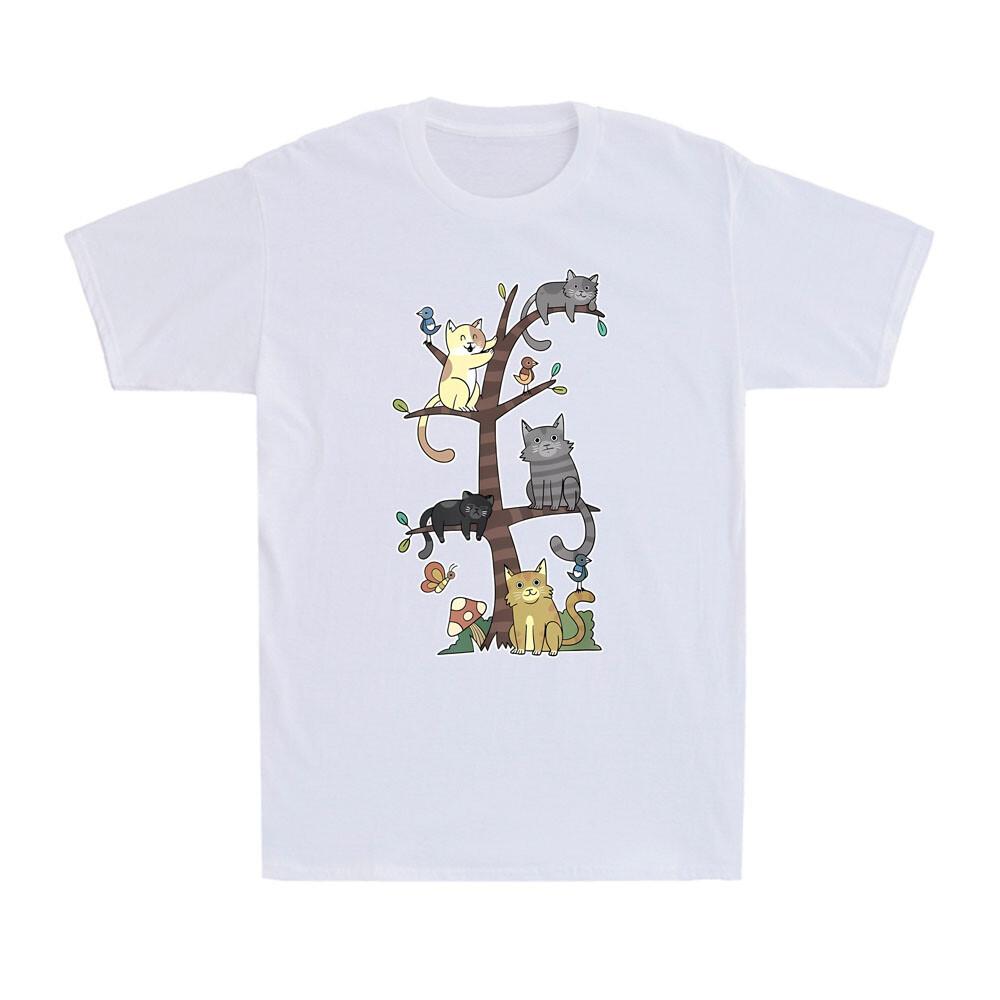 Cats Kittens On A Tree Pet Cat Rescue Loves Kitty Cartoons Novelty Men's T-Shirt