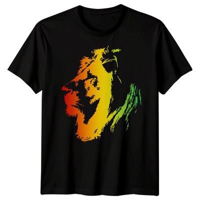Jamaica Lejon Reggae Musik Jamaicansk Herr Bomull 100% Bomull T-shirt Herr T-shirts Topp Rasta Grafisk T-shirt