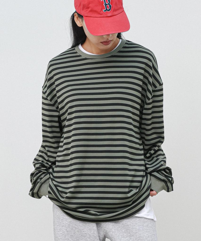 Modernoment Striped Oversized String Long Sleeve [Khaki]