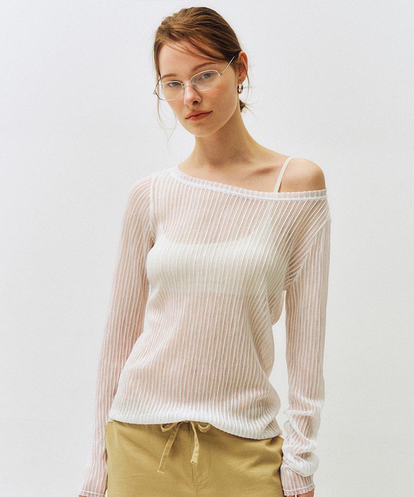 CITTA Sheer Stripe Long Sleeve_Ctt367 (White)