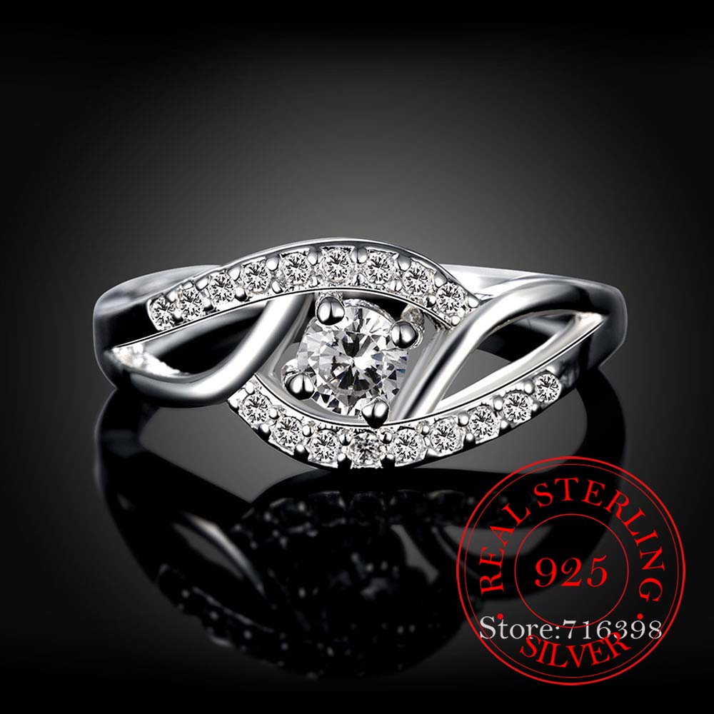 925 Sterling Zilveren Sieraden Vintage Luxe AAA+ Kristal Bruiloft Zilveren Ringen voor Vrouwen Mode Zilveren Ring Sieraden Cadeau