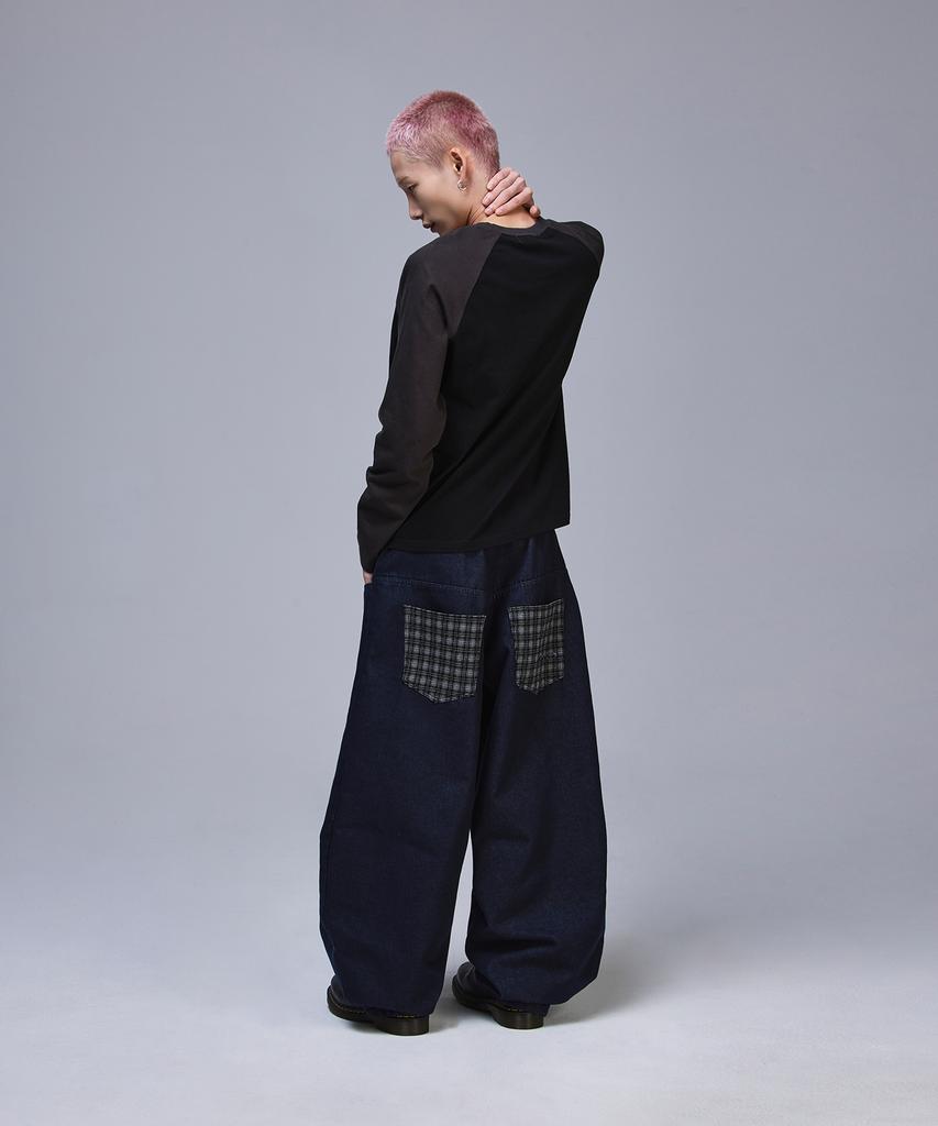 SCALLYWAG Point Check Non-Faded Denim Pants [Indigo]