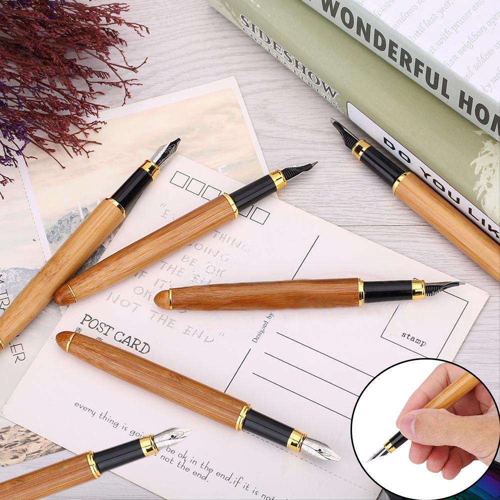 0.7mm-2.9mm Retro Writing Calligraphy Bamboo Fountain Pens Chisel-pointed Stationery Broad Stub