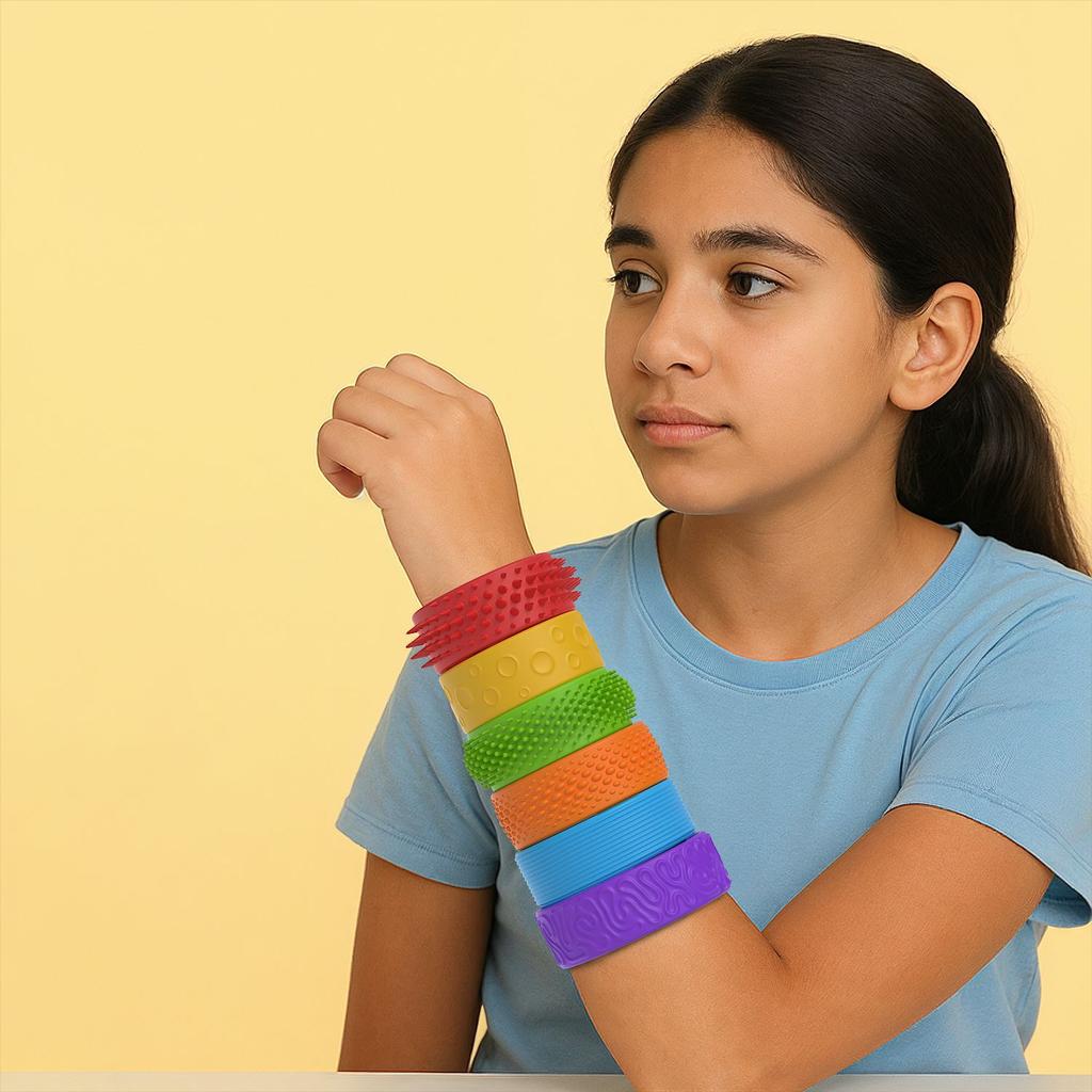 6 Stück Fidget Spielzeug Slap Armbänder Texturierte Silikon Sensorik Spielzeug Für Kinder Autismus Beruhigendes Sensorik Spielzeug Für Spezielle Bedürfnisse Fidgets