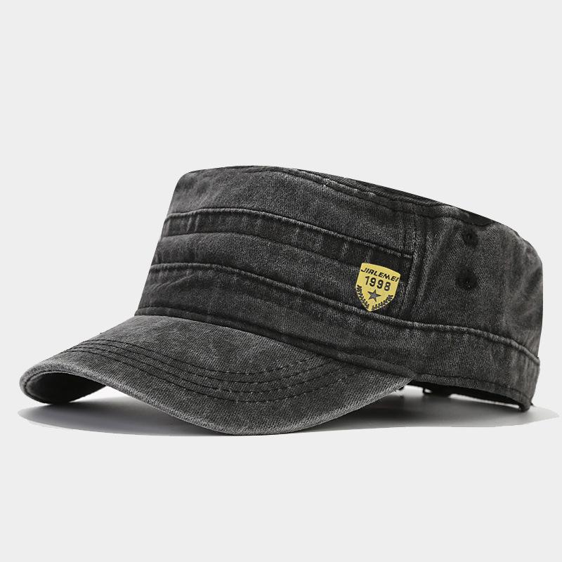 1pc Retro Washed Flat Top Hat Adjustable Fisher Caps for Men Women Cadet Military Caps Design Driver Cap Four Season Dailywear