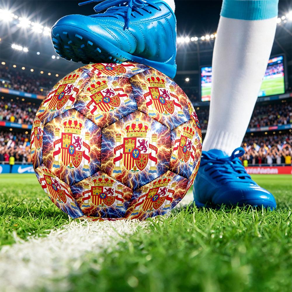 Španělsko fotbal Tištěný Velikost 5 Fotbalový míč Odolný proti opotřebení Standardní Fotbalový míč pro trénink dospělých Dárek pro fanoušky na zápas v interiéru i venku Sportovní