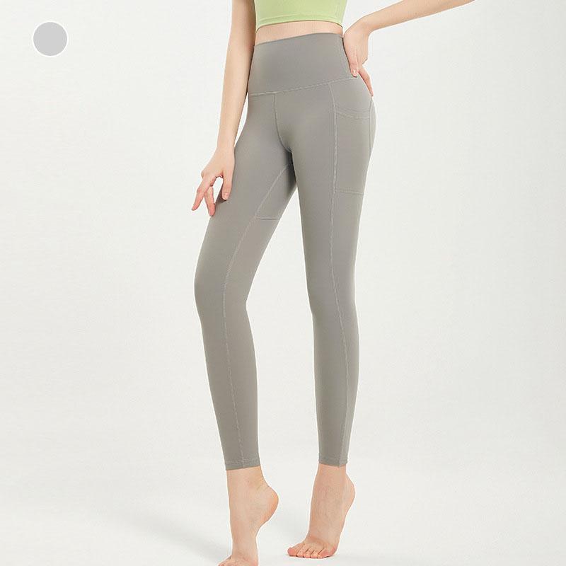 Colanți solizi de yoga pentru femei Pantaloni de ciclism cu talie înaltă Colanți de sport confortabili pentru alergare cu buzunare