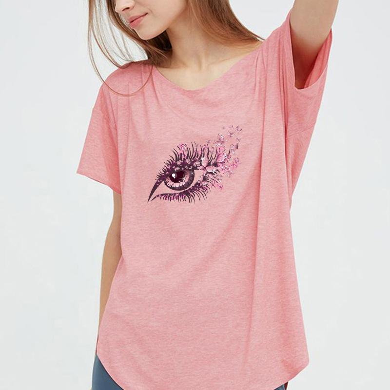 Autocollants yeux roses, patchs thermiques pour T-Shirt, sweat à capuche, presse à chaud, appliqués sur les vêtements, bricolage, fer sur les patchs