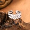 Yousheng Thumb Ring Retro Leaf Shape Adjustable Opening Design Finger Ring Anti-Oxidation Stainless Steel Finger