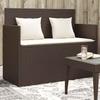 Vidaxl Garden Bench with Cushions, Brown, Poly Rattan