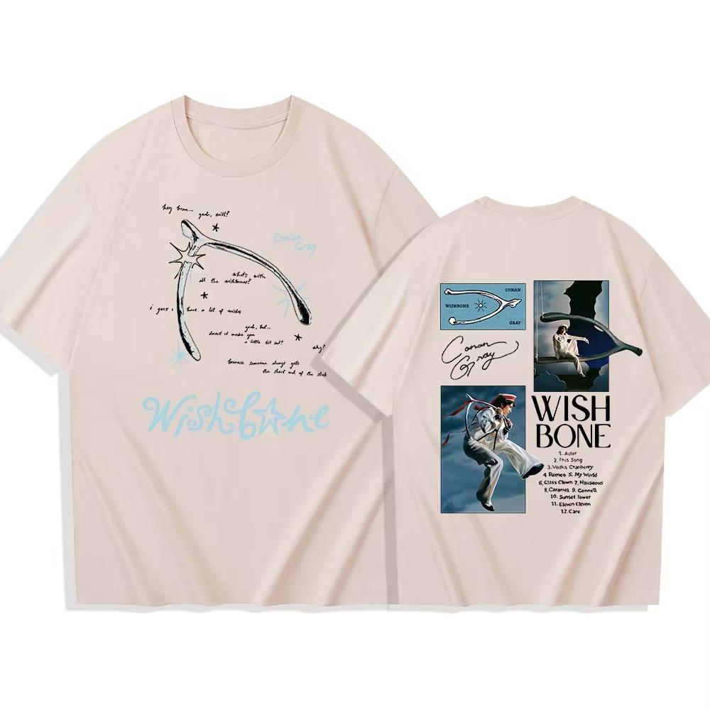 Conan Gray Wish Bone Tour 2026 pure cotton Tshirt Man Woman Harajuku Spring summer new Short Sleeve Oneck Casual Shirt Gift