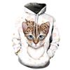 Felpa con Cappuccio Manica Lunga Autunno Inverno Serie Gatto Carino Stampa Digitale 3D Felpe Casual Larghe da Uomo