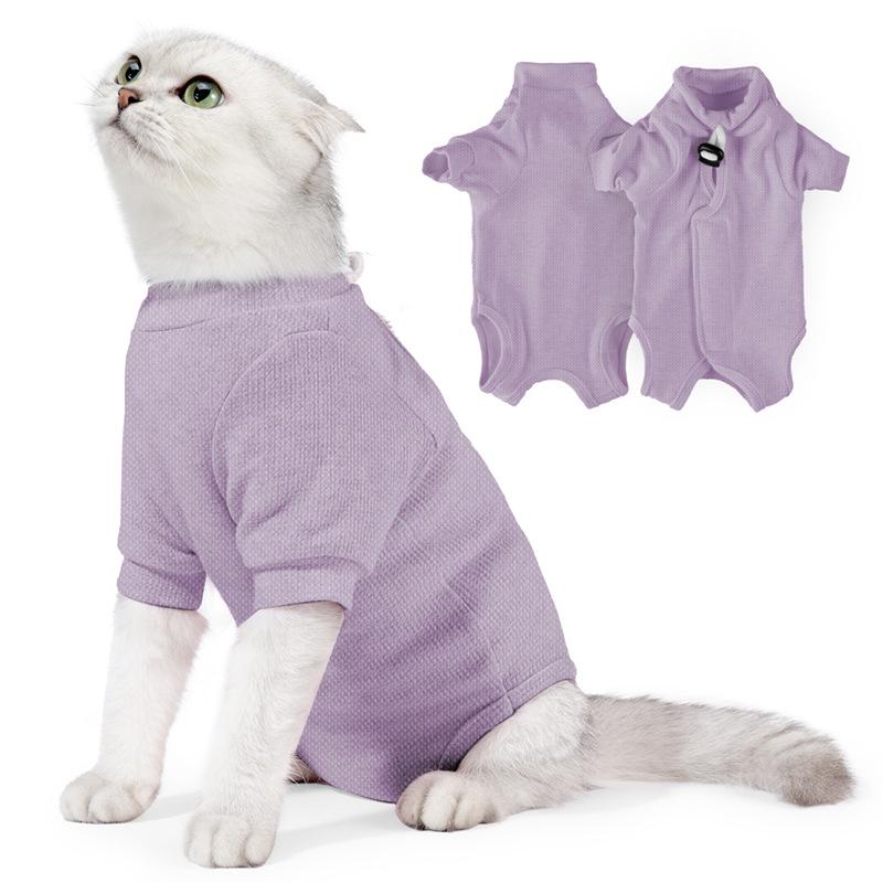 Verstellbares Klettverschluss-Design Haustier-Genesungsset Anti-Lecken Beruhigend Weiche Baumwolle Katze Chirurgischer Anzug Einfache Postoperative Kleidung