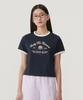 COVERNAT WOMAN Summer Graphic Ringer T-Shirt Navy