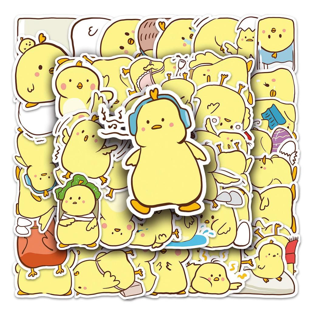 50 Hand-Painted Cute Chick Cartoon Animal Stickers for DIY Water Bottles & Phone Cases