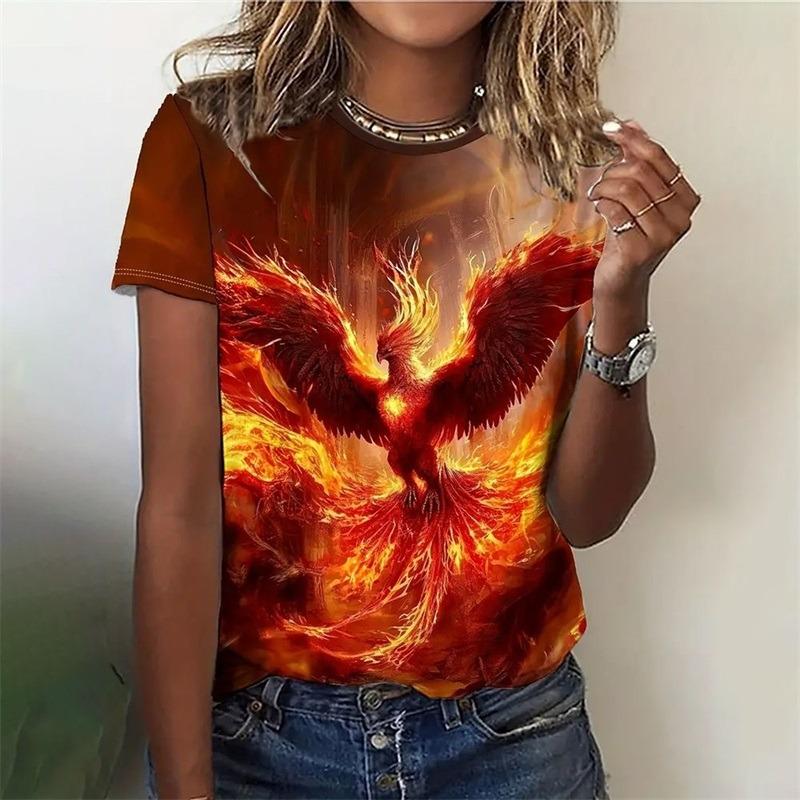 Women's T-shirt 3D Phoenix Pattern Printed T-shirt