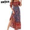 Women's Fashion Summer Spring Floral Print Short Sleeve One Shoulder Casual Dresses