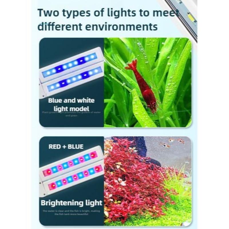 Akvarijní světlo s vysokým jasem, skládací s dvojitým listem, otočné o 180°, nastavitelné LED akvarijní světlo s plným spektrem, světlo pro akvárium