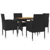 5 Piece Garden Dining Set Poly Rattan Black