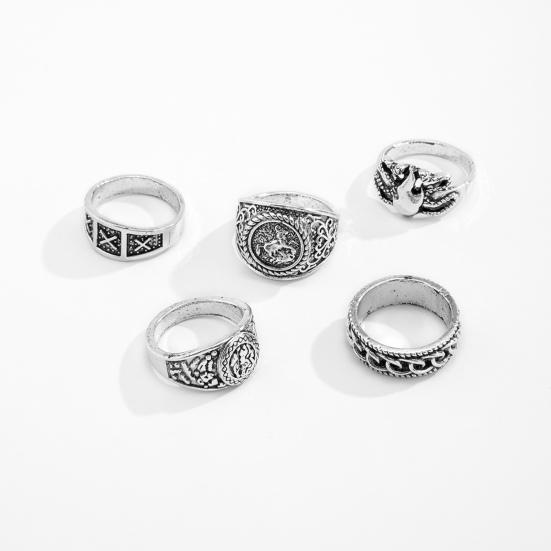 Yousheng 5Pcs/ Set Knuckle Rings Delicate Patterns Geometric Luxurious Retro Electroplating Decoration Jewelry Men Vintage Gothic Knuckle Joint Rings
