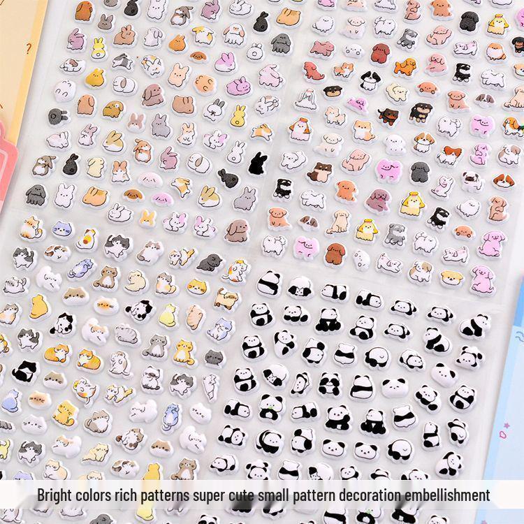 3D Cartoon Animal Stickers: Cute Cat, Puppy, Panda - Educational Handmade Reward Decorations