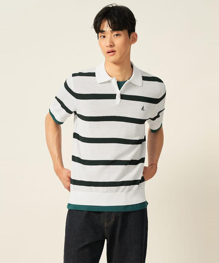 Binpolmen Bold Stripe Collared Neck Knit White (Bc5451C421)