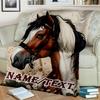 1PC Custom Name Horse Portrait Name Outdooor Flannel Blankets Throw Blanket All-Season Throw Gift Bedspread for Couch, Bed, Camping Holiday Birthday G