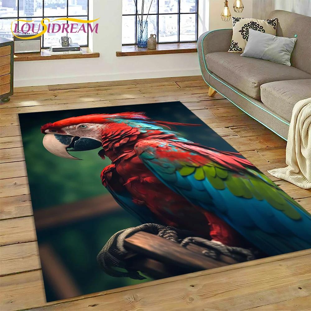 Bunter Papagei, Ara, Wellensittich, Vogel, Teppich, Teppich für Zuhause, Wohnzimmer, Schlafzimmer, Sofa, Fußmatte, Dekor, Kinderbereich, Teppich, rutschfeste Bodenmatte