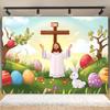 Toile de fond de Pâques Jésus Dessin Animé 2D pour Église d'Enfants & Salle de Classe