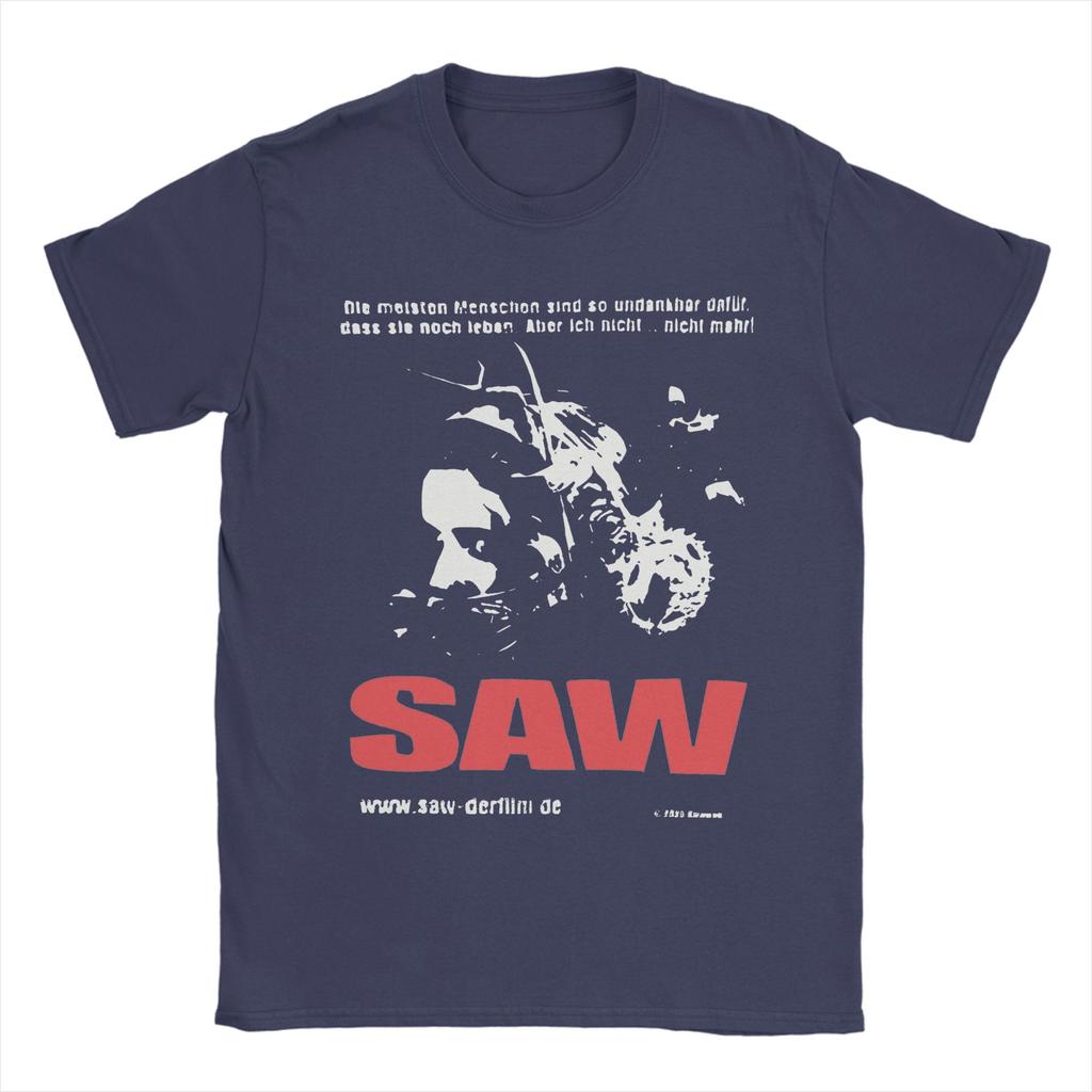 Funny Vintage SAW Movie Tshirts Men's 100%Cotton Short Sleeve Round Neck Summer Tops Shirts