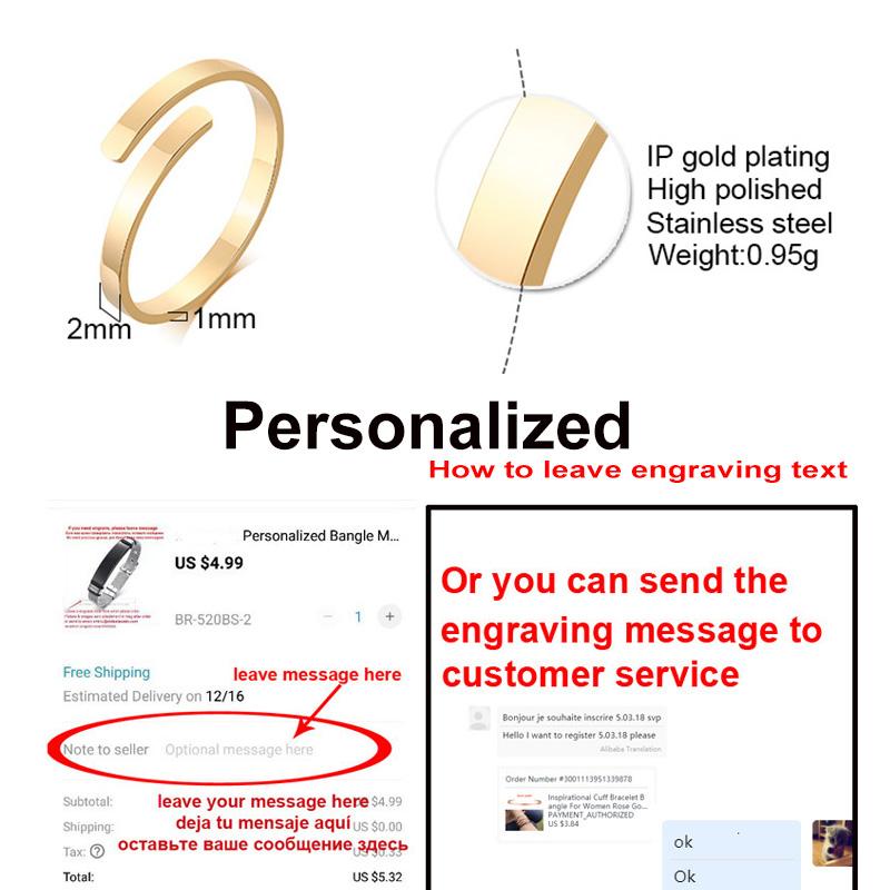 Custom Engrave Promise Ring for Women Stainless Steel Tiny Open Two Name Initial  Ring 2mm Thin Gifts