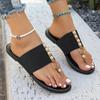 Chaussures de marque pour femmes, pantoufles à bout pincé, pantoufles de plage à décoration métallique, pantoufles plates d'été grande taille, 2025