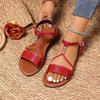 2026 New Style Round Toe Flat Sandals Summer Fashion Solid Color Round Head Ankle Buckle Comfortable Casual Sandals for Women