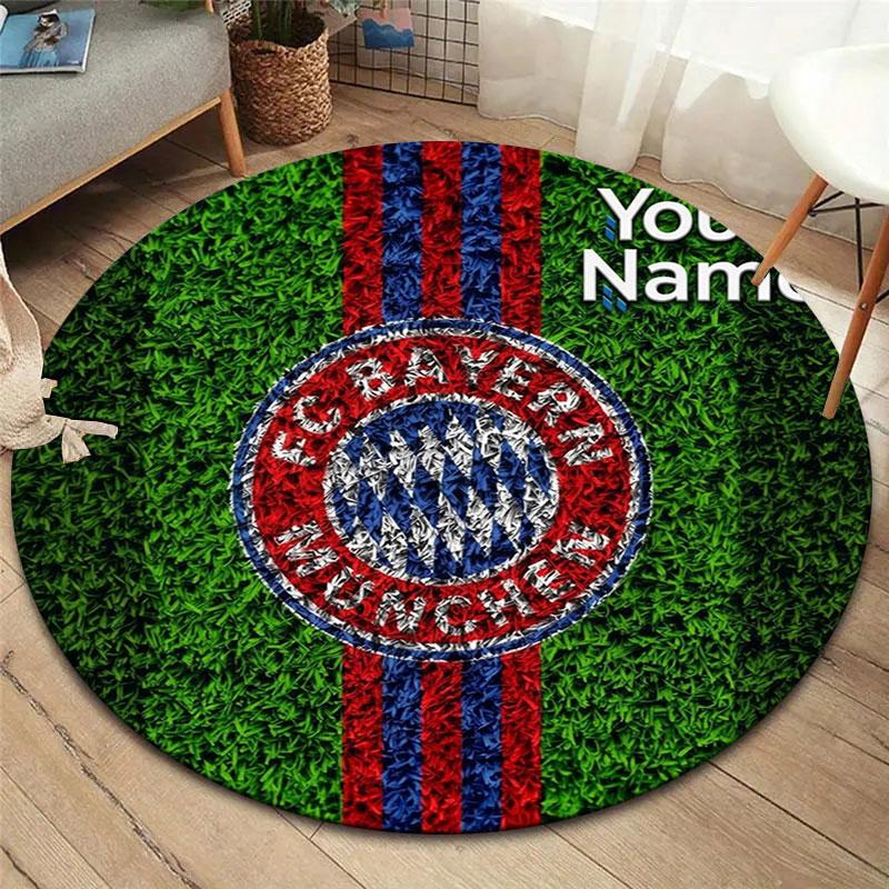 FC Bayern München Okrúhly koberec s vlastným menom, Kobercový koberec do obývacej izby, spálne, k pohovke, herne, Protišmyková podložka