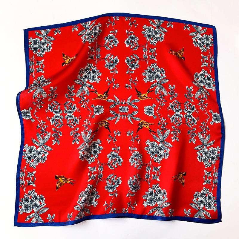 100% Reiner Seidenschal Damen Hals Quadratisches Stirnband Schals Bandana Mode Hijab Poncho Schals Pashmina Weibliches Foulard 53cm