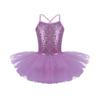Kids Girls Sequined Camisole Ballet Tutu Dress Skirted Leotard Ballerina Glittering Dance Costumes