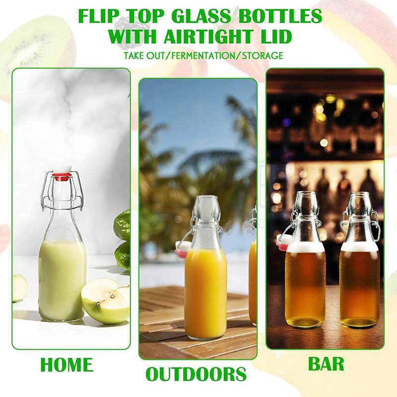 Swing Top Glass Bottles 8.5oz,Flip Top Glass Bottle with Airtight Lid for Fermentation,Mead,Coquito,Vinegar,Beer,Kefir,Juice,Oil