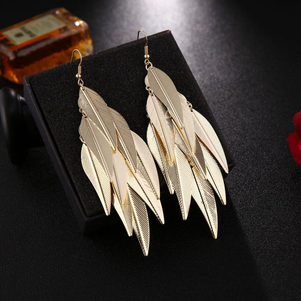 Langer Ohrring Damen Unregelmäßig Sexy Mädchen Schmuck Punk Metall Quaste Trendige Blätter Ohrringe Bohemia Ohrringe