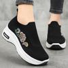 Dames schoenen, Plateau schoenen, Hoogte verhogende schoenen, Instappers, Moeder schoenen, Fly-knit Ademende Casual Schoenen, Enkele schoenen