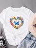 (Asian Size) love heart cute 90s Women's Top Fashion T Clothing Print Female Casual  Short Sleeve T-shirts Graphic Tee