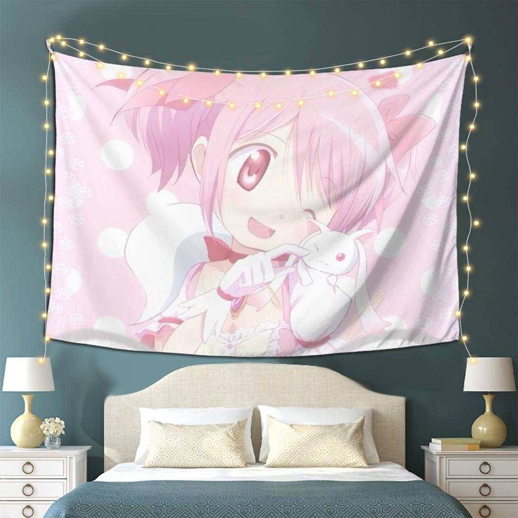 VIKAMA Magic Girl Small Round Tapestry Powder anime Animation Decoration Cloth Bedroom Dormitory Girl Heart Background Cloth