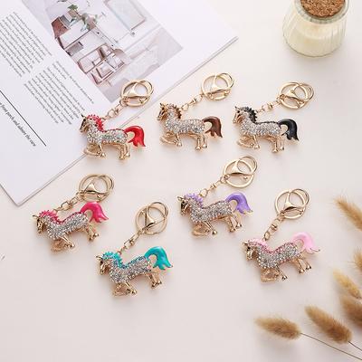 Cheie Creativă Metalică Cal Pony Lux Ușor Pandantiv Mic Accesorii Mici Diamant de Apă Animal Zodiacal Inel Cheie Cal