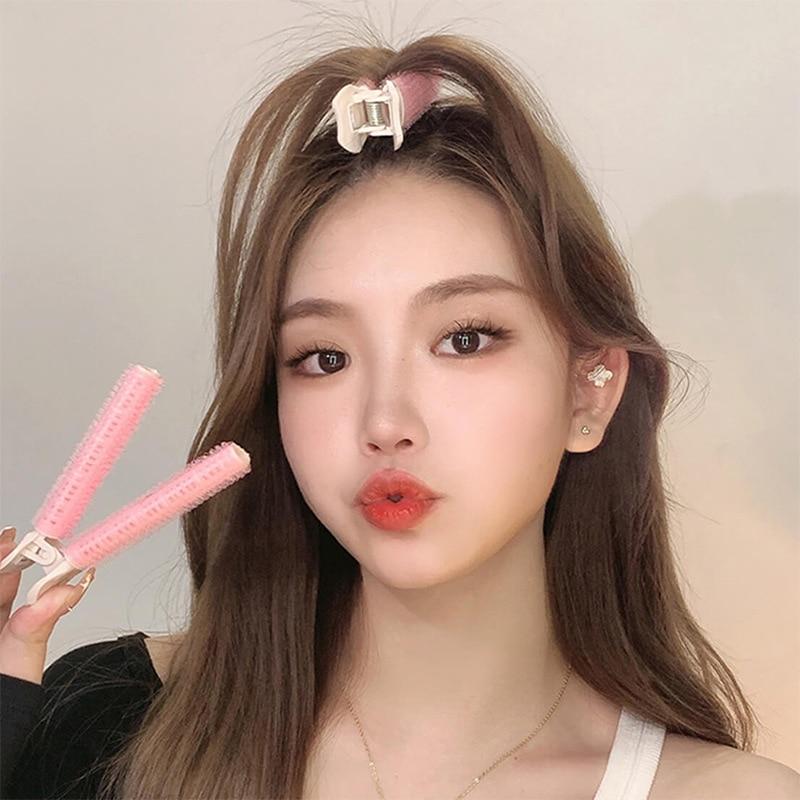 Pinzas para el cabello con flequillo esponjoso, estilo coreano, sin costuras, fijas, pasadores abullonados, pinzas para el cabello, rulos grandes para rizar el cabello, 2 uds.